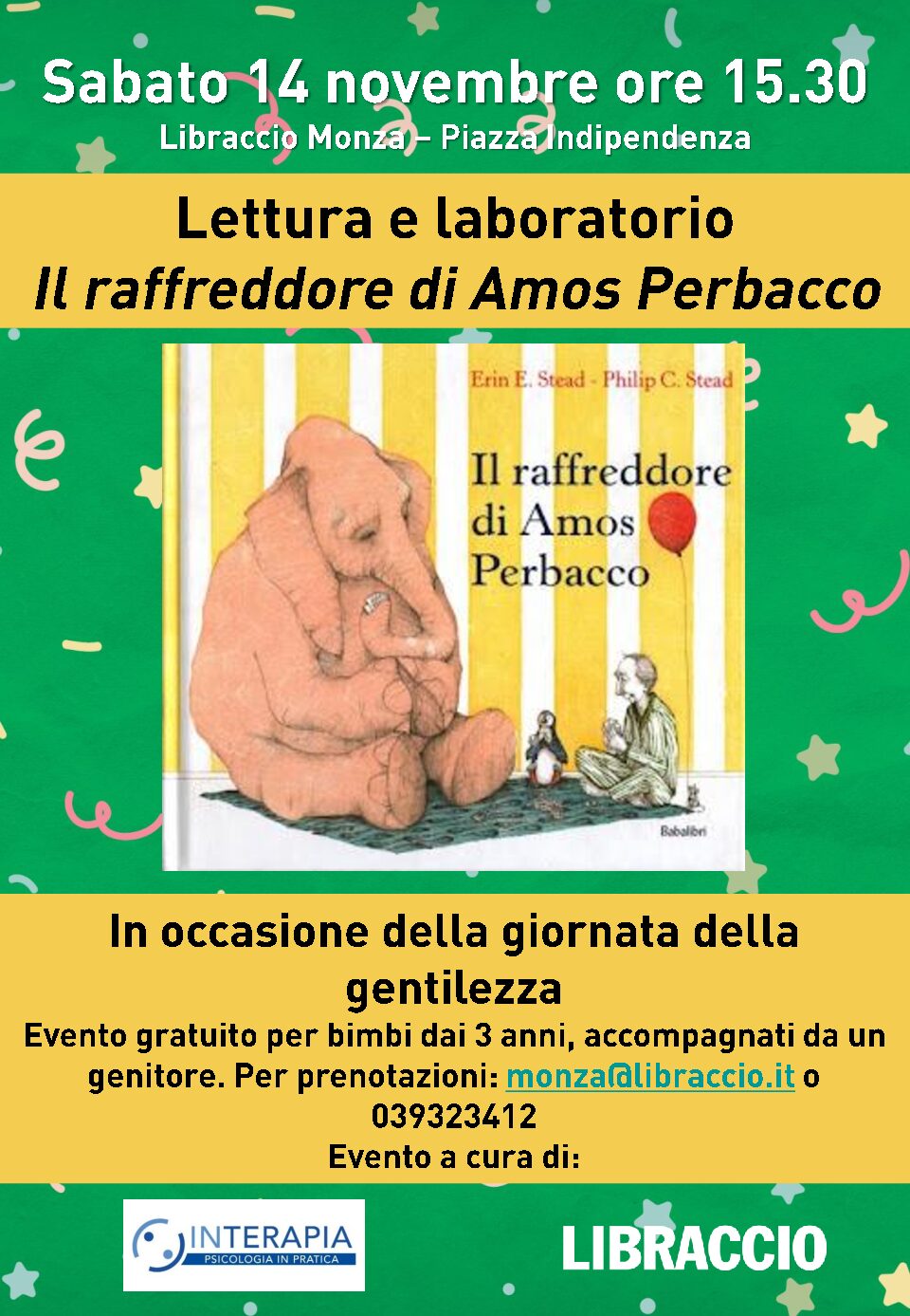 INTERAPIA E LIBRACCIO MONZA INSIEME PER PROMUOVERE LA LETTURA E LA GENTILEZZA TRA I PIÙ PICCOLI